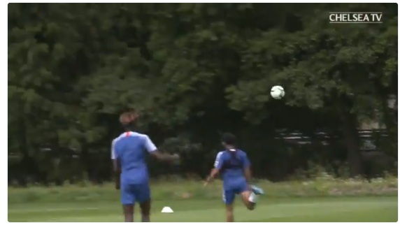 (Video) Chelsea Striker Scores Beautiful Volley In Pre-season Training