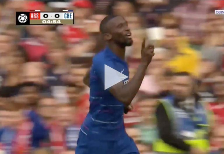 (Video) Antonio Rudiger Towers Above And Powers Home Against Arsenal