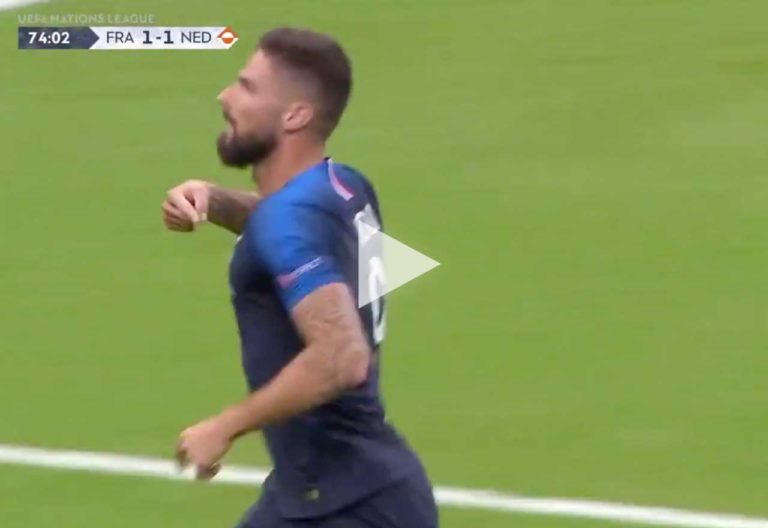 (Video) Olivier Giroud Scores Emphatic Volley For France Vs. Netherlands