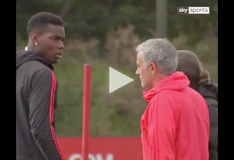 (Video) Paul Pogba And Former Blues Boss Jose Mourinho Caught Arguing On Camera