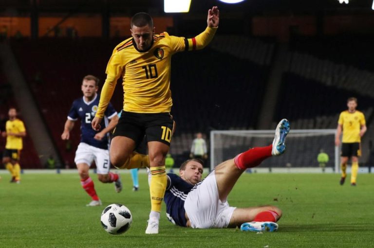 (Video) Eden Hazard Score A Classic Goal As Belgium Beat Scotland 4-0