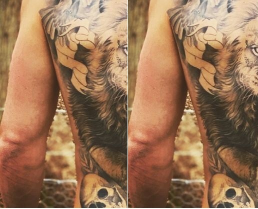 (Image): Chelsea midfielder shows off incredible back tattoo complete with lion and skulls