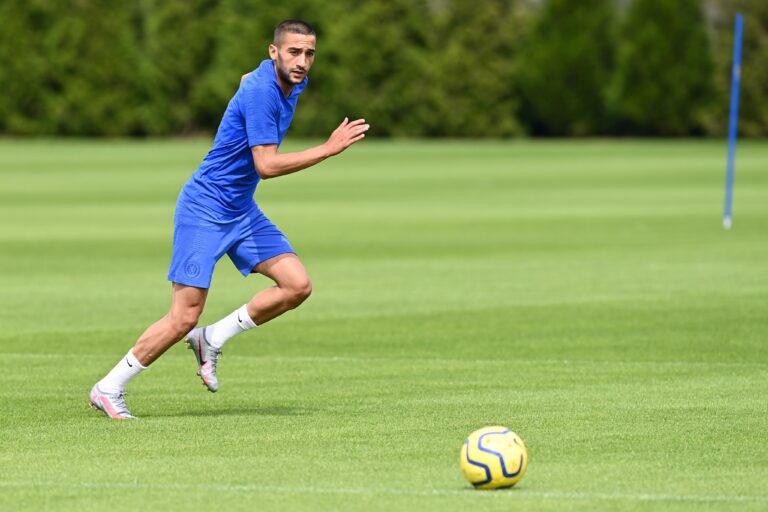 (Photos):  Chelsea new signing Hakim Ziyech trains at Cobham again