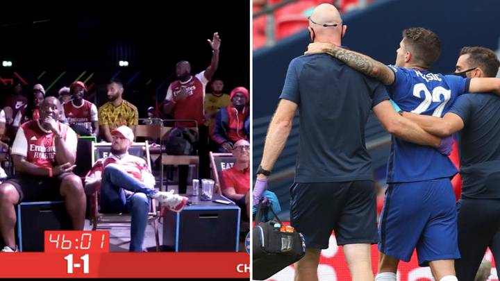 (VIDEO): “Shameful Act”- Arsenal fans caught celebrating Christian Pulisic’s injury in FA Cup final