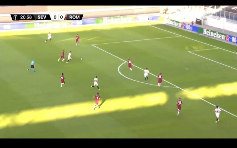 (VIDEO): A wonderful solo run! Chelsea target Reguilon beats two players with massive pace and score for Sevilla