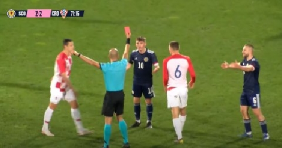 (VIDEO): Watch how Gilmour was given red card just 10 minutes after coming on