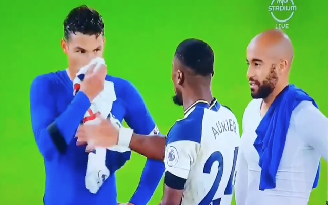 (VIDEO): Watch how Thiago Silva hilariously wipes his nose with close friend Lucas Moura Spurs jersey