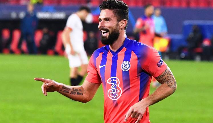 Giroud sets an ‘incredible’ record after scoring four goals against Sevilla. He’s the first in Champions League history