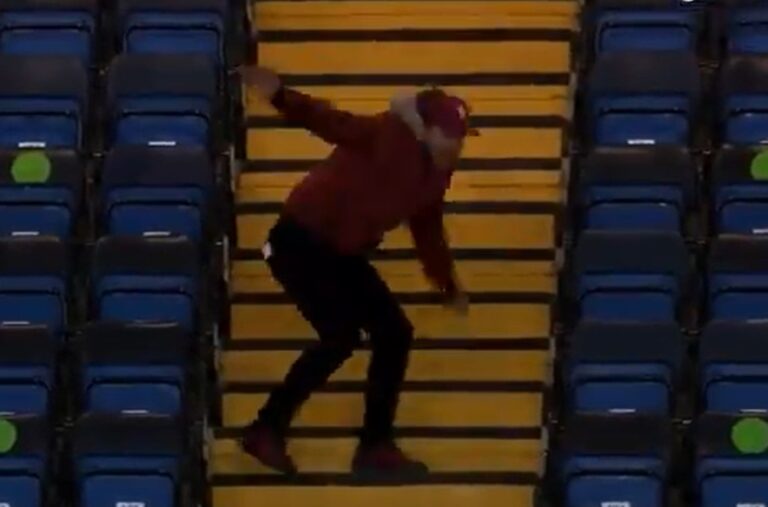 (Video): Coach Thiago Silva almost falls down the stairs celebrating with Mason Mount and Jorginho