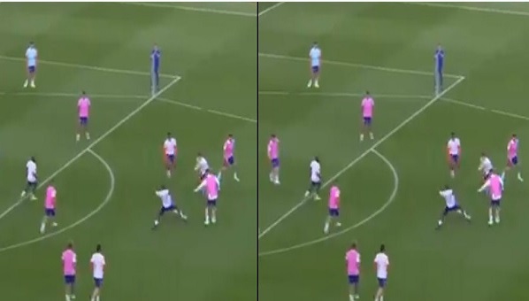 (Video): Watch how Kai havertz sends Kepa to Spain with backheel finish during Blues training in Porto