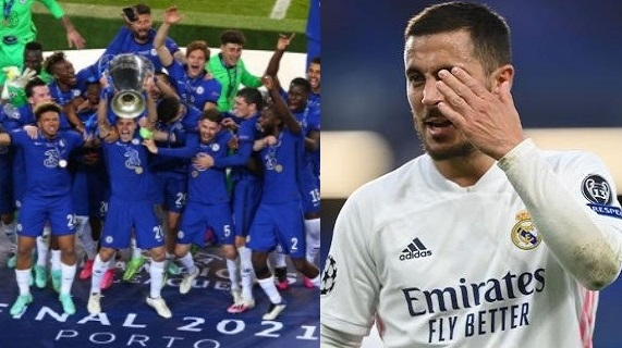 Hazard finally reveals why he’s not happy after Chelsea win the Champions league