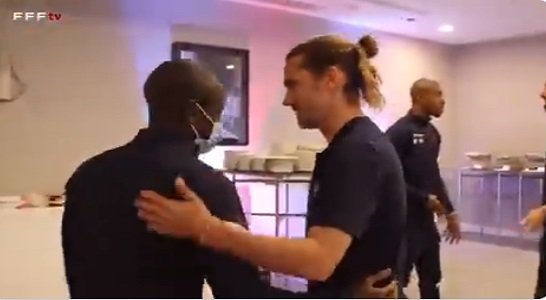 (Video): Class act! watch how entire France Squad welcome Kanté, Zouma & Giroud ahead of Euro 2020
