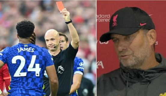 Jurgen Klopp finally reacts to Anthony Taylor’s red card decision on Reece James