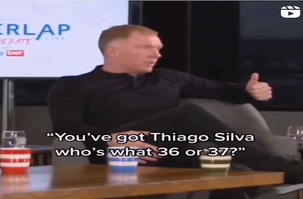 (Image): Thiago Silva reacted after Paul Scholes claimed Man Utd are better than Chelsea in defence