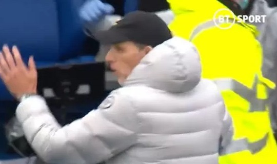 (Video): Watch Tuchel hilarious reaction after N’Golo Kante’s solo goal against Leicester city