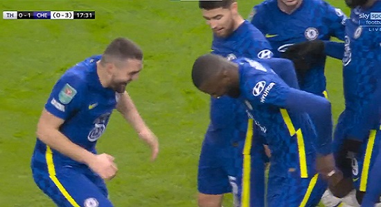 (Video): Rudiger bullets header gives Chelsea the lead against Spurs as Kovacic dance with him