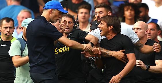 (Video): Tuchel gets red card after clash with Antonio Conte following 2-2 draw against Spurs