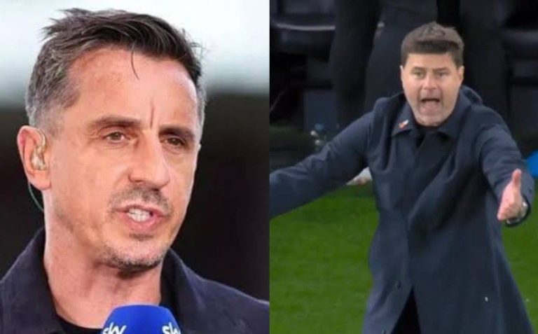 ‘A perfect coach’ – Gary Neville disclose what angry Pochettino did after Jackson scored the third goal against Tottenham