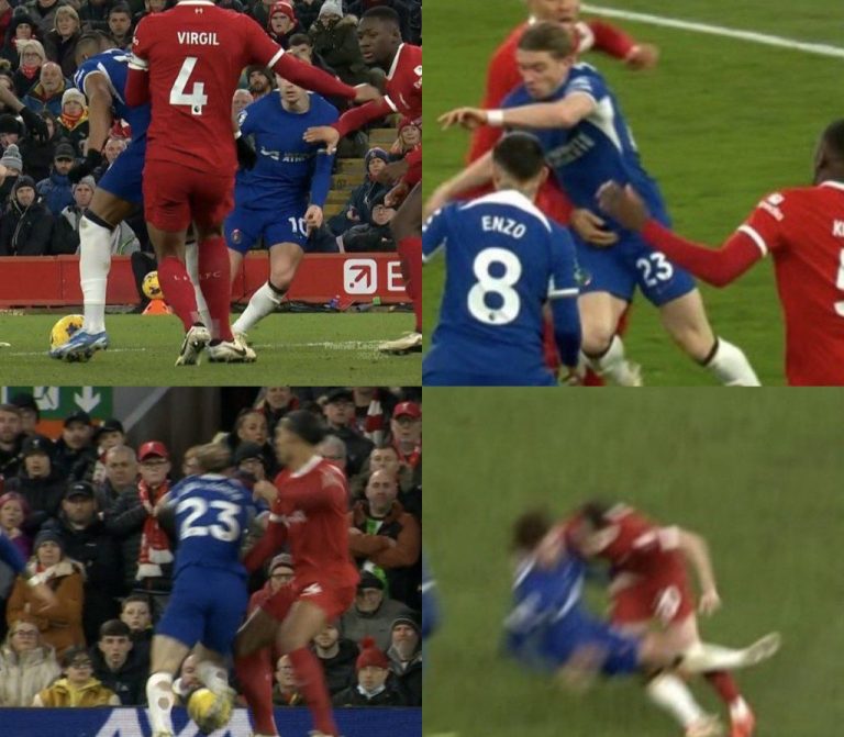 Shocking VAR Error explained by referees of Liverpool VS Chelsea clash – PGMOL under scrutiny over surprising VAR mistake made by The Referee during the Liverpool match not awarding a penalty to Chelsea after rough footy Virgil van Dijk tackle