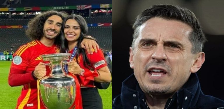 Marc Cucurella’s girlfriend hits back at Gary Neville with ‘four-word’ after Spain beat England in Euro 2024 final