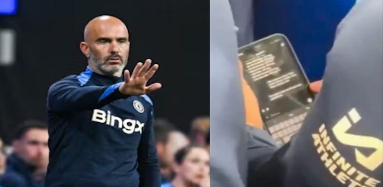 Chelsea Fans can’t believe what Chelsea coach was doing on his phone during Servette clash as footage goes viral