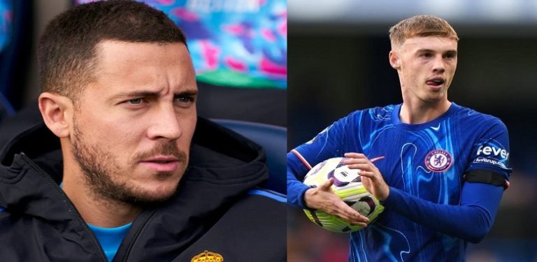 Eden Hazard sends three-words message to Cole Palmer after scoring 4goals against Brighton