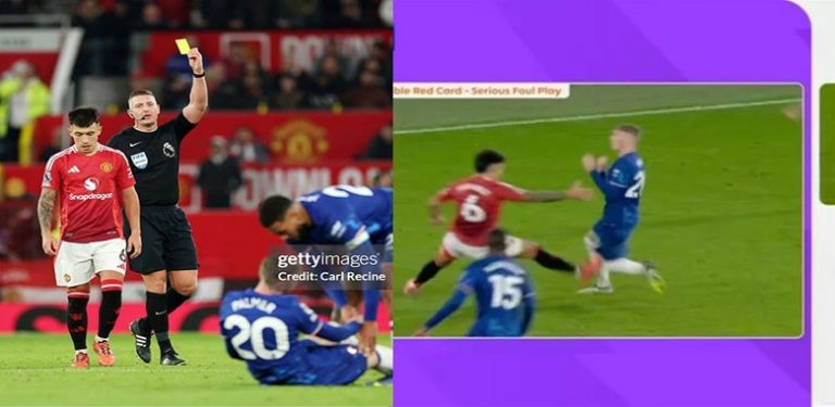 “It’s a red card challenge” – Premier League release fresh decision on Lisandro Martinez foul on Cole Palmer